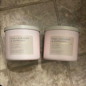 Bath and Body Works White Barn Pink Lavender & Espresso Candle set